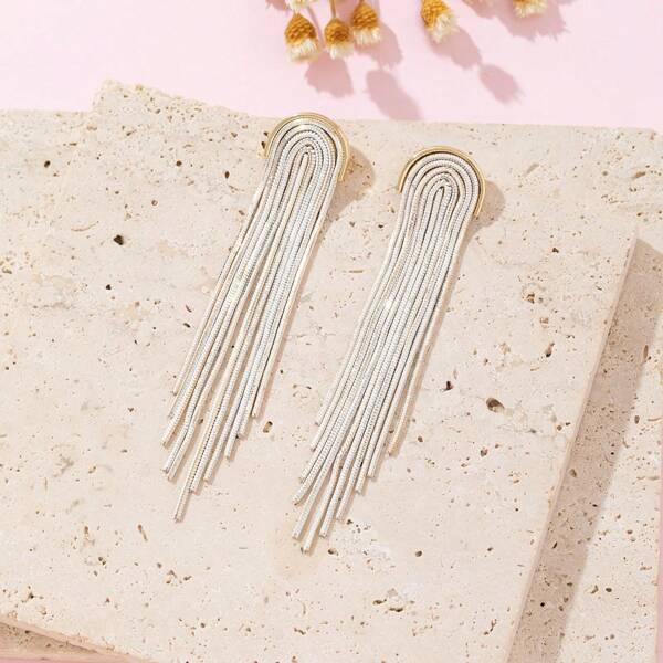 1 Par de Brincos com Borlas de Corrente de Cobre Feitos à Mão, com Variações em Forma, Cor e Posição do Padrão Floral