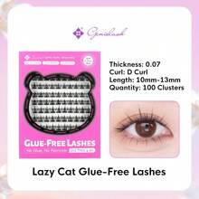 [100Pcs] GENIELASH Glue-Free Lazy Cat Eyelash For Beginner Self Adhesive Eyelashes Natural False Eyelashes No Need Glue