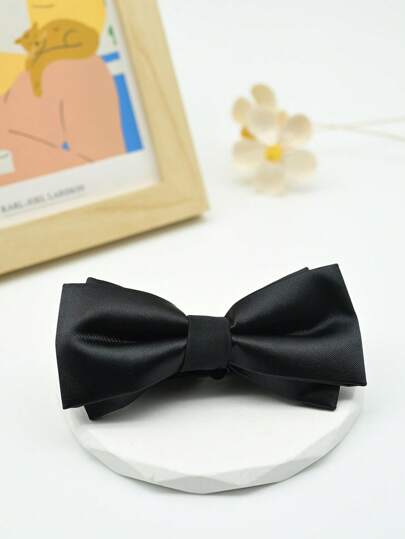 1 Pc Dark Green Double-Layer Men Bow Tie, Personalized For Weddings And Formal Events Men Necktie