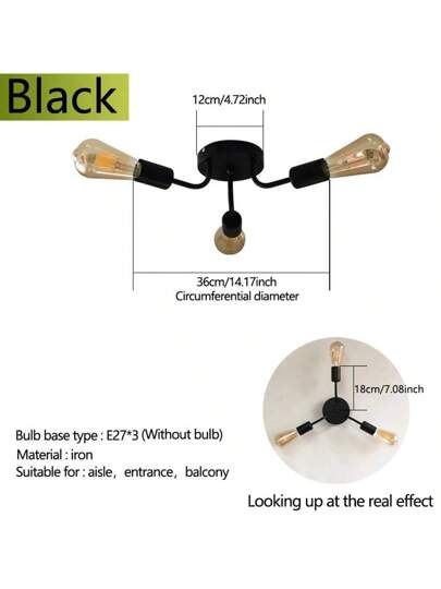 Nordic Ceiling Light, Simplistic Bedroom/Dining Room/Study Iron Art Hang Lamp, Bulbs Not Included view 5