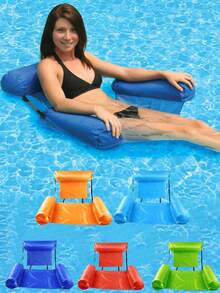 1pc Inflatable Swimming Pool Float Chair, Vibrant Colors, Durable Polyester Hammock Lounge With Armrests And Headrest, Relax At Beach, Lake Or Pool. Adult Swimming Pool Float, Available With Inflation Pump Set - Multicolor - View 8