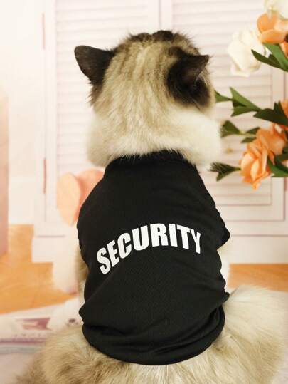 1pc Lightweight Letter Print Pet Dog Cat Vest, Sleeveless Summer Shirt, Anti-Shed, Breathable For Poodle & Teddy Bear