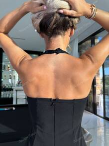 Manon Tanti Bodycon Cut-Out Neck Open Back Long Dress For Women,Summer Dresses For Women