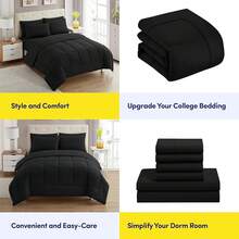 JIANGTAO-Dorm Room Essentials College Bedding Comforter Set 5 Piece Twin XL Size Bed In A Bag For College Students Boys And Girls, Twin XL, Navy Blue - 黑色 - 查看 6