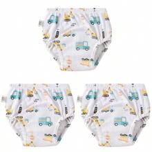4 pièces Culottes de propreté pour garçons et filles, sous-vêtements d'entraînement conçus, couches d'apprentissage en tissu pour bébé, couches lavables et réutilisables, couches à poche respirantes et imperméables, en matière de polyester, convient aux bébés garçons et filles - Conception d'impression creuse