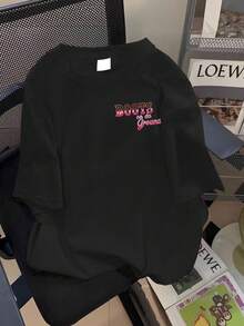 少女复古西部牛仔靴 T 恤，节日图案 T 恤，Y2K 夏季上衣 - 黑色 - 查看 2