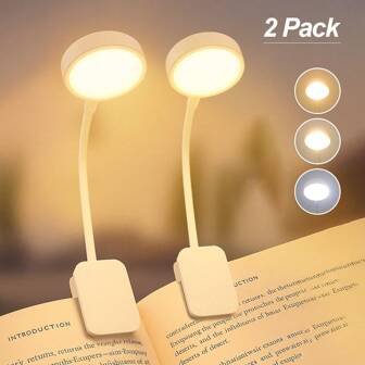2 Packs Portable LED Clip On Book Light, 1 Pack 3 Color Temperatures & 360° Goose Neck, Eye-Caring Reading Lamp AAA Battery Operated Mini Desk Light For Crafts Working, Mini LED Table Lamp, Easy To Use Interior Decorative Night Light Without Battery, Suitable For Bed Travel Bible Study