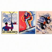 1 pezzo / 3 pezzi di opere d'arte e poster vintage da parete con tema di sci, montagne innevate, Svizzera e altopiani bernesi, stampe su tela per decorazione di pareti di soggiorno, casa, camera da letto, sala da pranzo o bagno, di alta qualità senza cornice, adatto per uso interno ed esterno - Multicolore - Visualizzare 84
