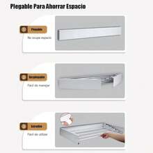 Tendedero de Ropa Plegable de Acero Inoxidable para Secado en Interiores y Exteriores,Tendedero Plegable de Acero Inoxidable para Colgar Ropa (80cm) (Blanco) - Blanco-80cm - Ver 4