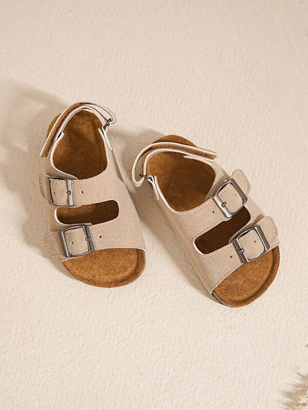Sandales plates en fourrure classiques pour enfants