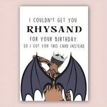 1pc Funny Rhysand Birthday Card - "I Got You This Card Instead" Humorous Design With Crowned Bat Illustration, Perfect For Men & Women, Family & Friends, Unique Birthday Gift For Rhysand Fans, Birthday Card Christmas Decorations Home Christmas Gifts Christmas Decor