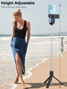 STICKMAG 70cm Wireless Bluetooth Selfie Stick Tripod With LED Fill Light, 360° Rotation Wireless Remote Control Phone Holder, Compatible With IPhone 16/15/14/13/12/11/Max/Pro/Xs/Xr/X/Plus, Galaxy S25/S24/S23/S22 Ultra, Other Android Smartphones And GoPro, Suitable For Travel And Live Streaming - Multicolor - View 4