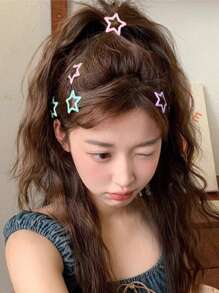 20pcs Colorful Star Barrettes, Multicolor Hair Clips, Cute Snap Hairpins, Star-Shaped Metal Hairpins, Kawaii Hair Accessories, Hollow Small Star Cute Metal Five-Pointed Star Snap Hair Clips, Suitable For Women, Girls And Babies Back To School