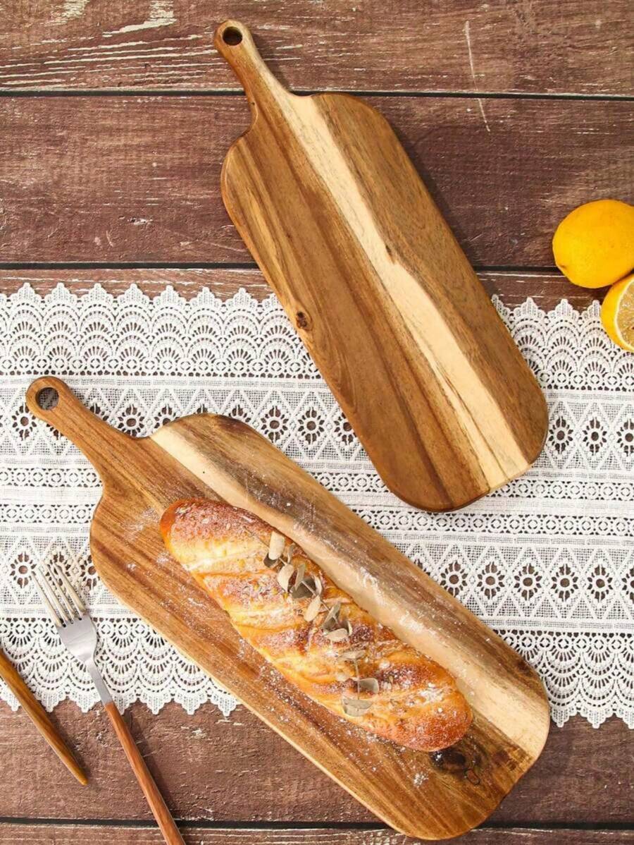 1 Piece Creative Slicing Board With Handles, Cheese Board, Wooden Tray, Snack Tray, Picnic Accessory For Deli Platters, Ideal For Kitchen And Restaurant Serving Trays, Christmas And Party Decoration