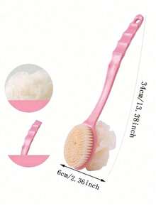 1pc Pink/Blue/Green Long-Handled Shower Brush, Multi-Purpose Scrub Brush For Back Exfoliation And Shower Cleaning - Multicolor - View 5