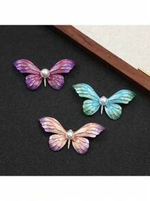 Broche de mariposa de esmalte degradado de lujo, broche elegante vintage con decoración de cristal de rinoceronte chapado en oro de aleación para mochila escolar