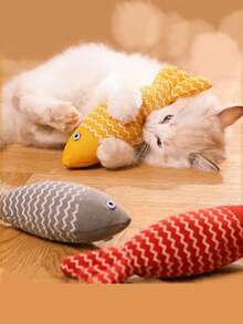 猫玩具猫薄荷鱼宠物咀嚼咬玩具猫用趣味互动软仿真鱼小猫训练玩耍玩具猫用品,适用于猫狗日常使用,狗用品,狗,猫必需品,狗配件,猫配件,猫生日装饰,猫玩具 - 彩色 - 查看 3