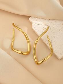1 Pair Fashion Exaggerated Square Geometric Pattern Earrings - Yellow Gold - View 3