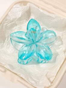 1 件装波西米亚渐变鸡蛋花图案发爪夹，半透明浅蓝色渐变，适合海滩度假，可作发夹、发卡、发饰，秋冬夏季皆宜。 - 彩色 - 查看 4