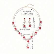 1 Set Damen Schmuckset - Halskette, Ohrringe (3 Stücke), elegantes Strass-besetztes Schmuckset, geeignet für Hochzeit, Bankett, formelle Anlässe