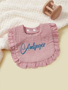 1pc Customized Lace U-Shaped Bibs, Personalized Embroidery Baby Name/Birthday, Soft Cotton Material,Chic Autumn,Baby Gift, Commemorative