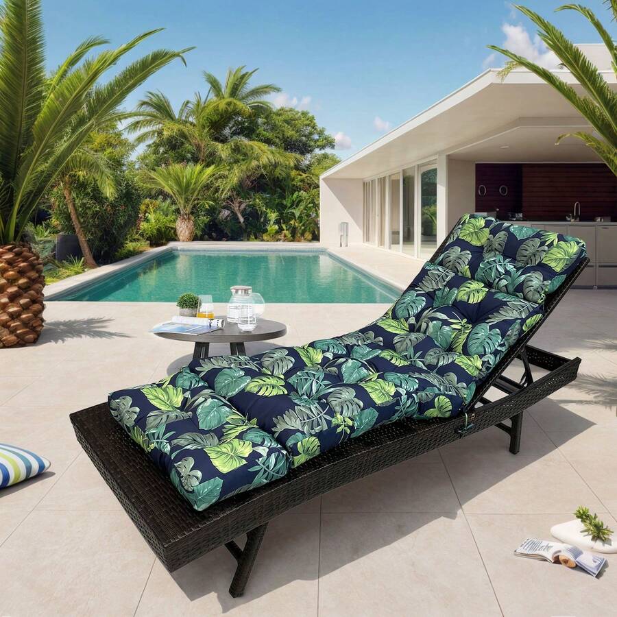 Outdoor Folding Lounger Chair Cushion Recliner Rocking Chair Sofa Mat Chair Cushion For Yard Patio Beach Pool Deck For Outdoor Folding Chaise Lounge Chair Cushion For Beach Sunbathing Patio - 橄欖綠 - 查看 1