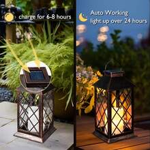 1 件户外防水太阳能灯、带 LED 闪烁无焰蜡烛的悬挂式太阳能灯、户外太阳能灯、户外装饰灯、户外装饰太阳能灯、庭院户外灯、户外、花园、户外、餐桌用悬挂式太阳能灯 - 彩色 - 查看 4