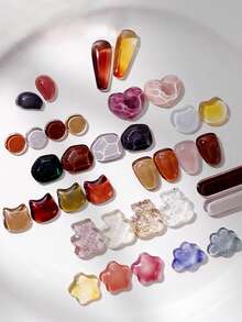 40 tấm thẻ trưng bày màu sơn móng tay bằng thủy tinh kiểu Nhật, hình trái tim và hình bầu dục trong suốt dùng để đựng sơn móng tay và gel móng tay - Nhiều màu - Xem 2