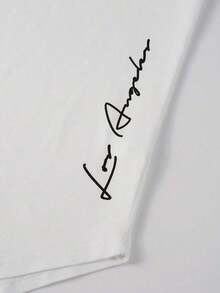 Manfinity Homme Hombres Camiseta con estampado de letra - Blanco - Ver 6