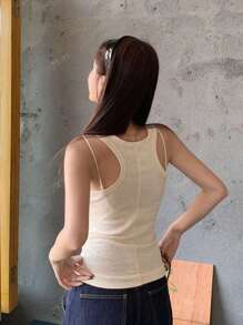 Women's Floral Print Square Neck Ribbed Casual Tank Top