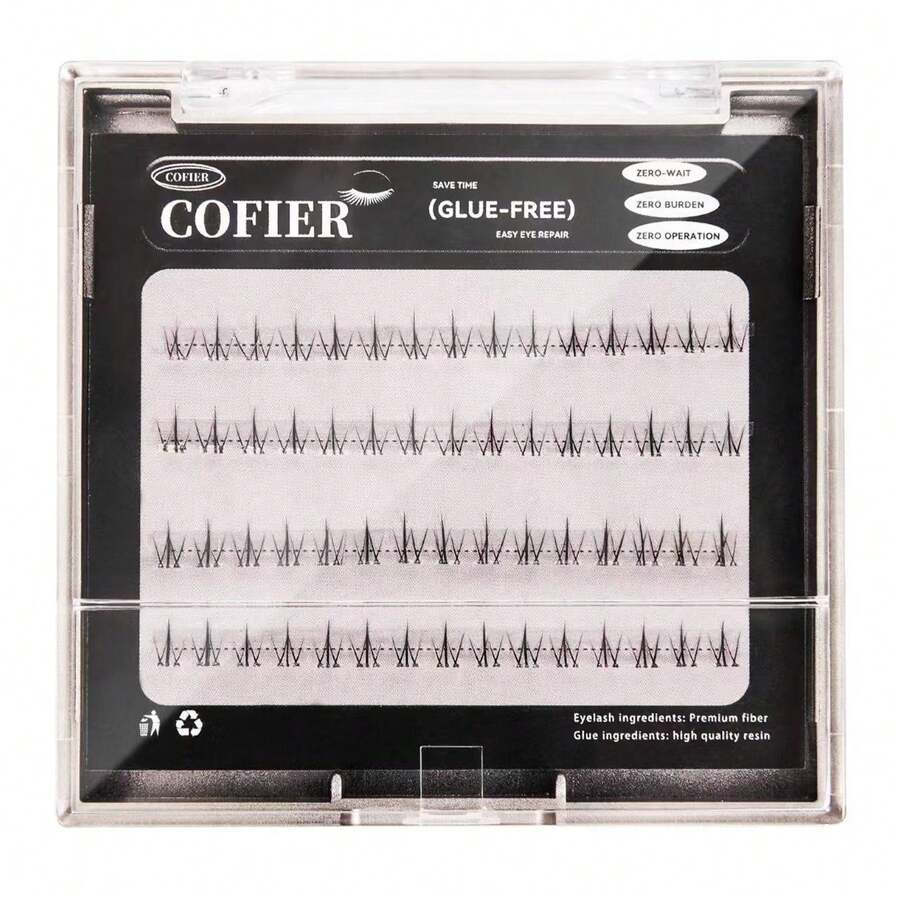 Natural Cofier DIY Lash Kit Press On Lash No Glue Lash Self-Adhesive Eyelash Kit Individual Lashes Beginner Friendly Eyelashes With Tweezers - SPARKLE Glueless Lower Lashes - View 1