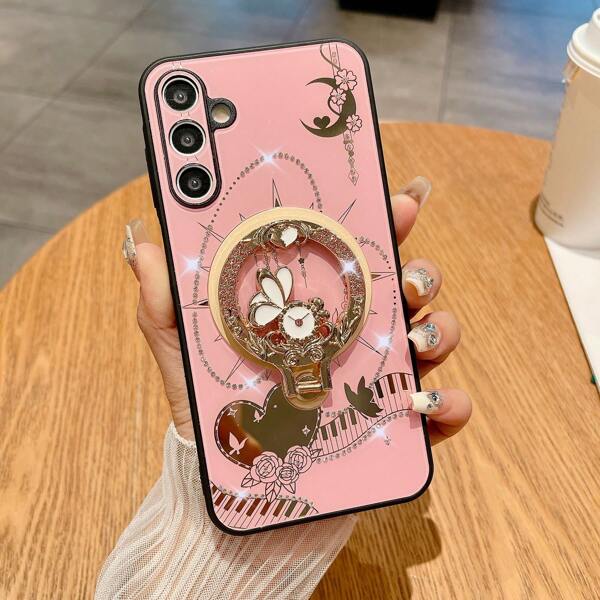 1pc Sparkling Rhinestone-Studded Piano Melody Phone Case Compatible With Galaxy S25 Ultra/S25+/S25/S24 Ultra/S24+/S24/S24 FE/S23 Ultra/S23+/S23/S23 FE/S22 Ultra/S22+/S22/A14/A15/A16/A23/A25/A34/A35/A36/A53/A54/A55/A56, And Compatible With IPhone 16 Pro Max/16 Pro/16 Plus/16/15 Pro Max/15 Pro/15 Plus/15/14 Pro Max/14 Pro/14 Plus/14/13 Pro Max/13 Pro/13 Waterproof Shockproof Anti-Fall Scratch Resistant