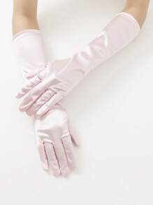 1 para jednolitych kolorowych minimalistycznych rękawiczek imprezowych o długości do łokcia