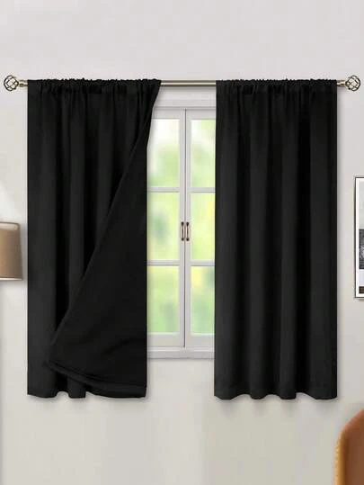 1 pieza Cortina de ventana con aislamiento térmico en unicolor minimalista y con bolsillo para barra, 100% opaca, adecuada para sala de estar, dormitorio, habitación infantil, puerta, armario