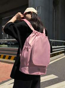 1 pieza Mochila deportiva con separación de húmedo y seco, cierre de cordón, material de nailon, adecuada para natación, playa, vacaciones de verano, puede contener baloncesto, raqueta de bádminton, etc.