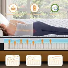 Matelas 90x190, Hauteur 23 cm, Matelas à Ressorts Ensachés avec Mousse à Mémoire de Forme Mixte, Latex, ÖkoTex, Matelas pour Adultes et Enfants