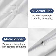 Cover Queen Size Set - Extra Soft Queen Size Duvet Cover 90 X 90 With 2 Pillow Shams - Hotel Luxury Easy Care And Fade Free W/ Zipper Closures & Ties - Breathable Bedding Set (Light Sage Green) - 01 - 白色(無被子) - 查看 4