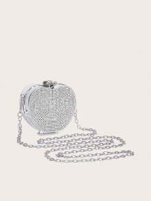 Luxury Diamond Inlay Apple Shape Crystal Clutch Purse Evening Wedding Party Shoulder Bag Handle Rhinestone Mini Handbags