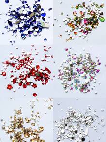 Verpackte ultra-glänzende Nagelkunst Diamanten: Sortierte japanische frische girly Stile, DIY tragbare Nageldekoration für Make-up, Schul-Zubehör, Zuhause/Urlaub/Reise unverzichtbares funkelndes Diamant-Accessoire