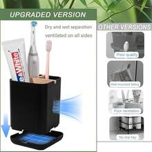 Toothbrush Holders Bathroom Countertop, Detachable Toothbrush Holder With Divider Toothbrush And Toothpaste Organizer Storage (3 Slots White) - màu đen - Xem 2
