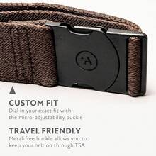The Original Unisex Adventure Belt, Heavy Duty Elastic Webbing, Non-Metal Travel Friendly Buckle - Brown - View 3