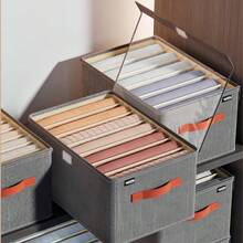 6 Grids With Washable Foldable PP Board Clothes And Trousers Storage Box - Caixa Com Tampa E 7 Compartimentos - View 1