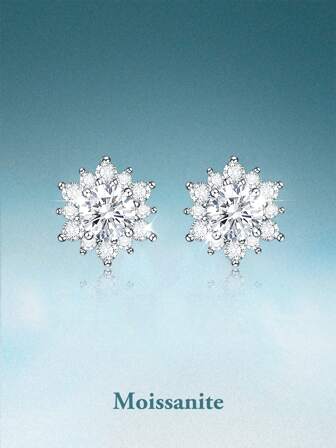 rainonme 2 x 0,5 CT Gracieuses boucles d'oreilles à clous en moissanite en forme de flocon de neige pour femmes, en argent sterling 925 hypoallergénique. Bijoux pour femmes à porter au quotidien, idéaux pour les anniversaires, la Saint-Valentin, les fiançailles, les mariages, Noël et autres occasions spéciales comme la fête des mères