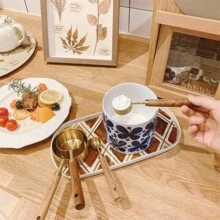 8pcs Stainless Steel Measuring Cups And Spoons With Acacia Wood Handles, Featuring Metric And Imperial Markings, Durable Kitchen Baking Tools Including A Spice Spoon And Coffee Scoop, Nesting Design For Easy Storage, Suitable For Baking, Cooking, And Cocktail Making