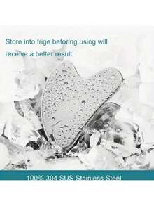 1 件，高品质不锈钢心形刮痧面部工具-金属面部和身体按摩板，用于面部按摩，便携式肌肉放松按摩板，光滑而坚固的金属刮痧工具，适用于面部和身体，可减轻肿胀。