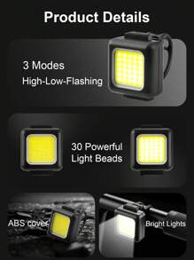 1 pezzo Mini luce anteriore e posteriore per bicicletta multifunzionale in ABS, ricaricabile USB, alta luminosità, adatta per ciclismo, escursionismo e campeggio all aperto