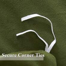 DIvellow Velvet Duvet Cover Queen Set Sage Green Comforter Cover 3Pcs Ultra Soft Cover Breathable Solid Luxury Flannel Velour Duvet Cover Zipper Closure Corner Tie - 翡翠綠 - 查看 7