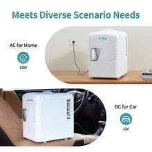 iceBlue 4L Deluxe Portable Mini Fridge - Skincare Fridge With Heating And Refrigeration Functions That Can Hold Up To Six 12-Ounce Cans, Available In Pink And White. - 美規A型插(110-127V) - 查看 5