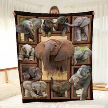 [Soft Elephant Blanket] Ultra-Soft Elephant Fleece Blanket | Suitable For All Seasons And Animal Decor - Ideal For Beds, Chairs, Sofas, Bedrooms And Offices - Multicolor - View 1