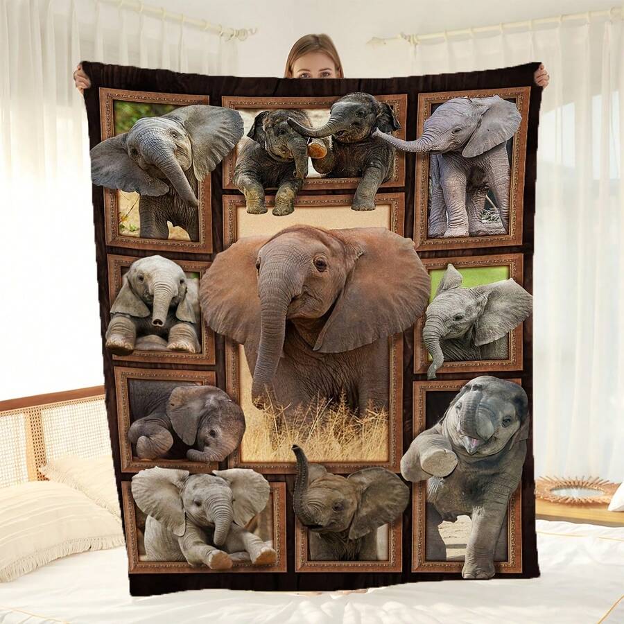 [Soft Elephant Blanket] Ultra-Soft Elephant Fleece Blanket | Suitable For All Seasons And Animal Decor - Ideal For Beds, Chairs, Sofas, Bedrooms And Offices - Multicolor - View 1